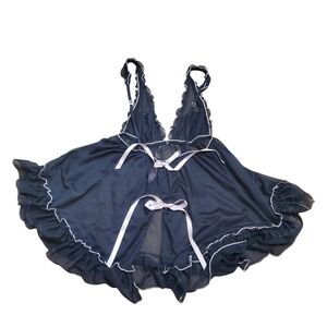 Victoria’s Secret Pink Bow Cami Floral Lace Tank Top Babydoll Lingerie